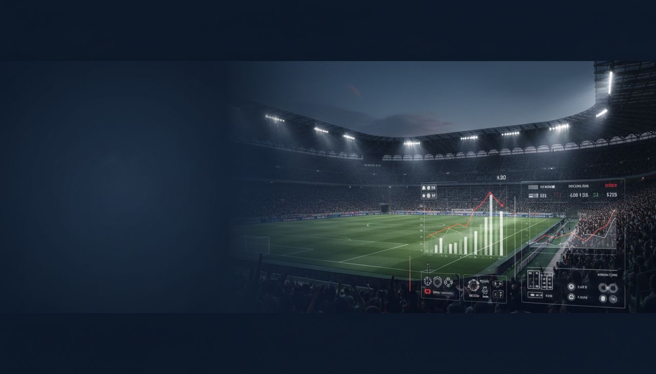 Stadio di calcio con dati sportivi e interfaccia casinò di SportItaliaBet